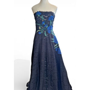 HELSI Black Lace Patricia Strapless Floral embroidered Gown